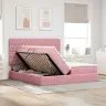Saugos Lova Su Čiužiniu Su Saugykla Rožinė 180 X 200 Cm Aksomas