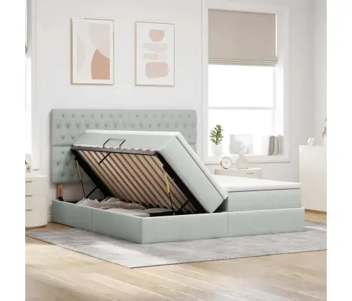 Laos Voodi Madratsiga Peaga Helehall 200 X 200 Cm Samet