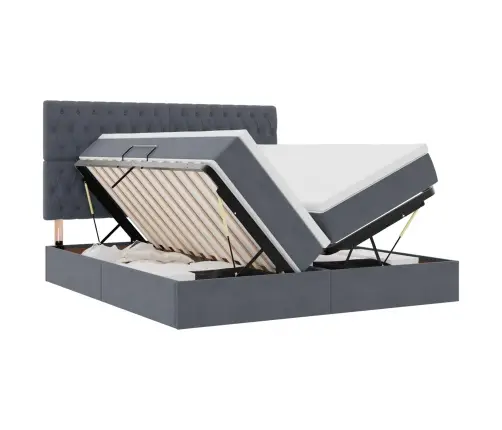 Glabāšanas Gulta Ar Matraci Tumši Pelēks 200 X 200 Cm Samts Vidaxl