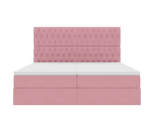 Glabāšanas Gulta Ar Matraci Rozā 200 X 200 Cm Samts Vidaxl