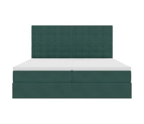 Laos Voodi Madratsiga Peaga Tume Rohelise 180 X 200 Cm Samet