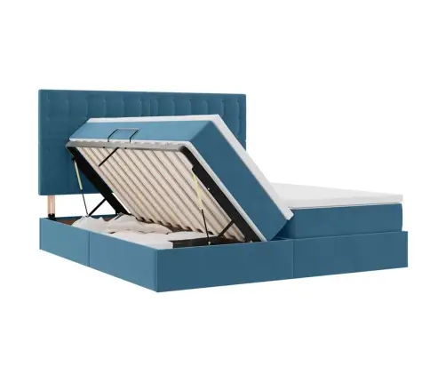 Glabāšanas Gulta Ar Matraci Tumši Zils 180 X 200 Cm Samts Vidaxl