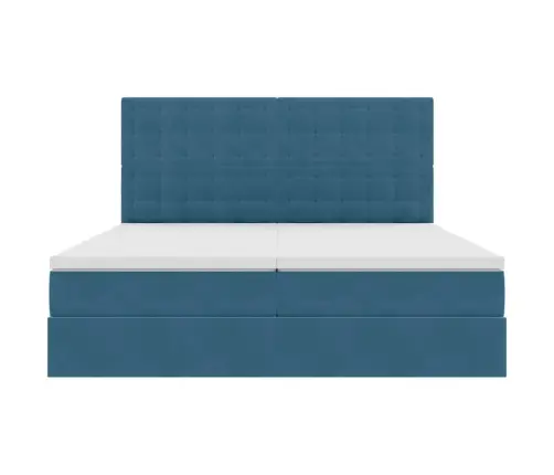 Glabāšanas Gulta Ar Matraci Tumši Zils 180 X 200 Cm Samts Vidaxl