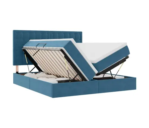 Glabāšanas Gulta Ar Matraci Tumši Zils 180 X 200 Cm Samts Vidaxl