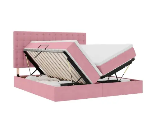 Glabāšanas Gulta Ar Matraci Rozā 180 X 200 Cm Samts Vidaxl