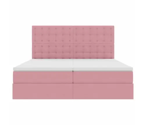 Glabāšanas Gulta Ar Matraci Rozā 200 X 200 Cm Samts Vidaxl