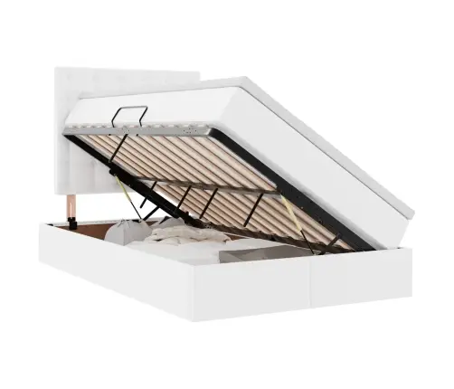 Lova Su Daiktų Laikymo Vieta Ir Led Švari Balta 120 X 200 Cm