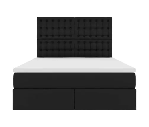 Lova Su Led Juostelių Žibintais Juoda 140 X 190 Cm Pvc