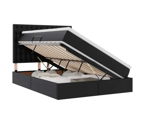 Lova Su Led Juostelių Žibintais Juoda 140 X 190 Cm Pvc