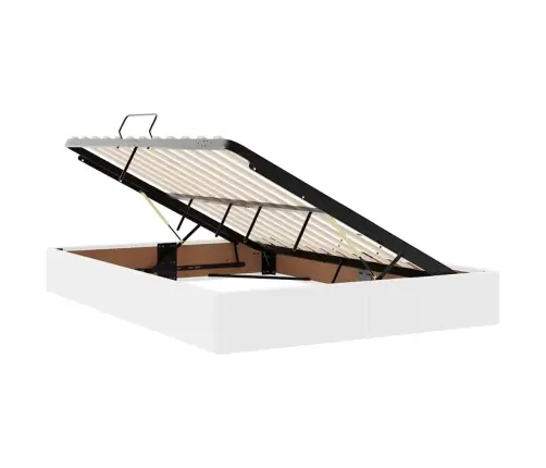 Led-Valgusega Hoiuvoodi Puhas Valge 140 X 190 Cm Kunstnahk