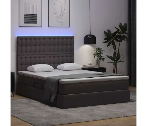 Lova Su Daiktų Laikymo Vieta Ir Led Su Led Pilka 140 X 190 Cm