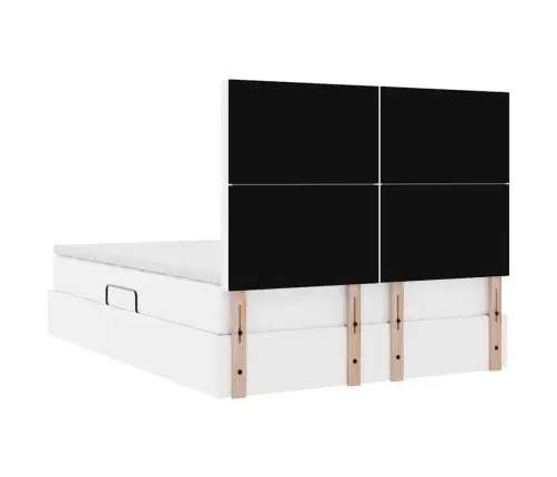 Led-Valgusega Hoiuvoodi Puhas Valge 140 X 200 Cm Kunstnahk