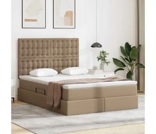 Gulta Ar Led Sloksnes Lukturiem Kafija 140 X 200 Cm Pvc Vidaxl