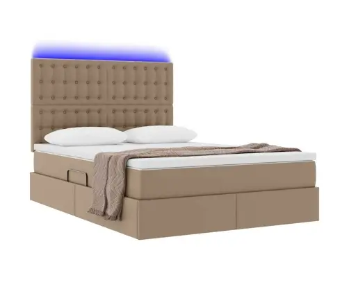 Gulta Ar Led Sloksnes Lukturiem Kafija 140 X 200 Cm Pvc Vidaxl