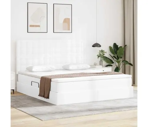 Lova Su Daiktų Laikymo Vieta Ir Led Švari Balta 160 X 200 Cm