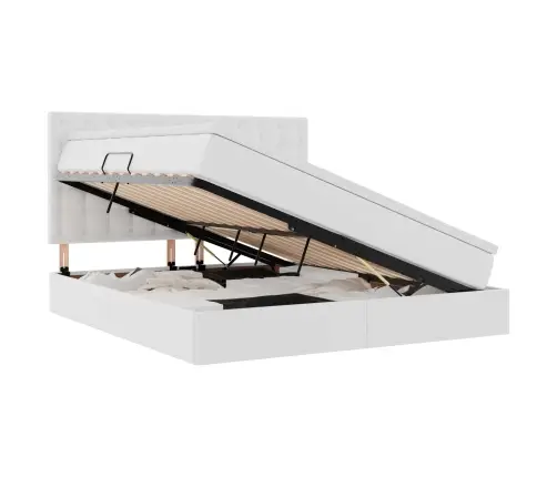 Lova Su Daiktų Laikymo Vieta Ir Led Švari Balta 160 X 200 Cm