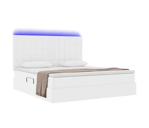 Lova Su Daiktų Laikymo Vieta Ir Led Švari Balta 160 X 200 Cm