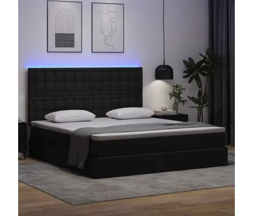 Lova Su Daiktų Laikymo Vieta Ir Led Juoda 180 X 200 Cm