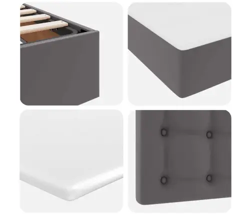 Gulta Ar Led Sloksnes Lukturiem Pelēka 180 X 200 Cm Pvc Vidaxl