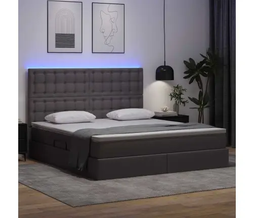 Gulta Ar Led Sloksnes Lukturiem Pelēka 180 X 200 Cm Pvc Vidaxl