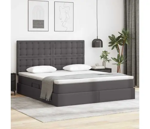 Gulta Ar Led Sloksnes Lukturiem Pelēka 180 X 200 Cm Pvc Vidaxl