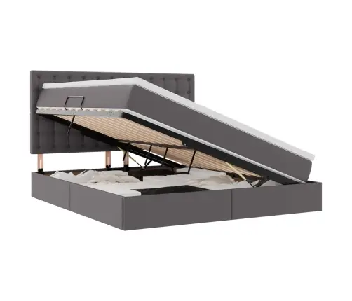 Gulta Ar Led Sloksnes Lukturiem Pelēka 180 X 200 Cm Pvc Vidaxl