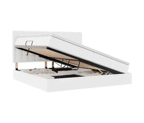 Gulta Ar Led Sloksnes Lukturiem Tīra Balta 200 X 200 Cm Pvc Vidaxl