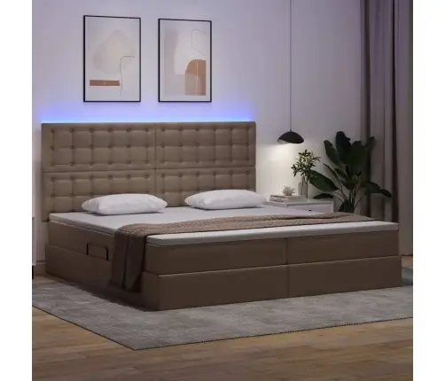 Gulta Ar Led Sloksnes Lukturiem Kafija 200 X 200 Cm Pvc Vidaxl