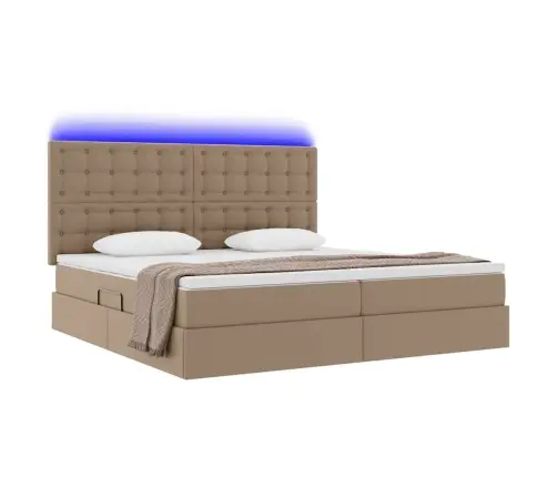 Gulta Ar Led Sloksnes Lukturiem Kafija 200 X 200 Cm Pvc Vidaxl