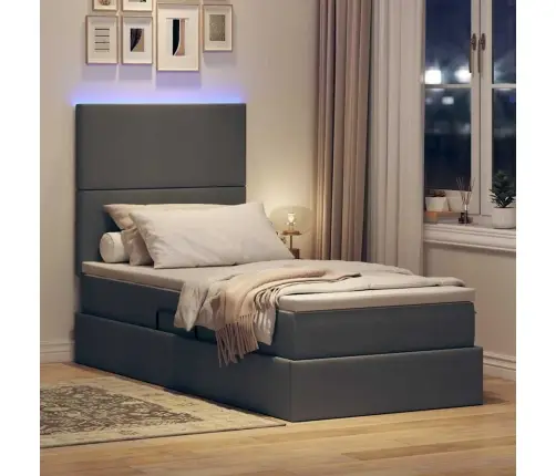 Led-Valgusega Hoiuvoodi Lediga Tumehall 90 X 190 Cm Polüester