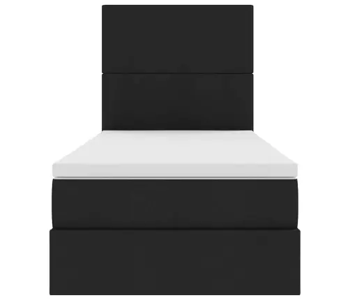 Led-Valgusega Hoiuvoodi Madratsiga Must 90 X 200 Cm Polüester