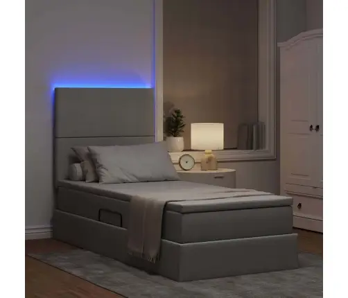 Lova Su Daiktų Laikymo Vieta Ir Led Šviesiai Pilka 100 X 200 Cm