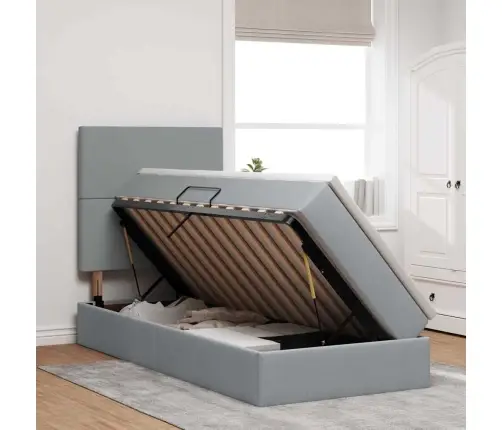 Lova Su Daiktų Laikymo Vieta Ir Led Šviesiai Pilka 100 X 200 Cm