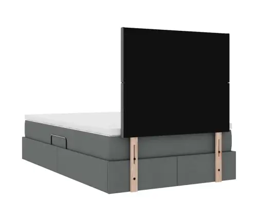 Gulta Ar Uzglabāšanas Vietu Un Led Tumši Pelēks 120 X 190 Cm Vidaxl