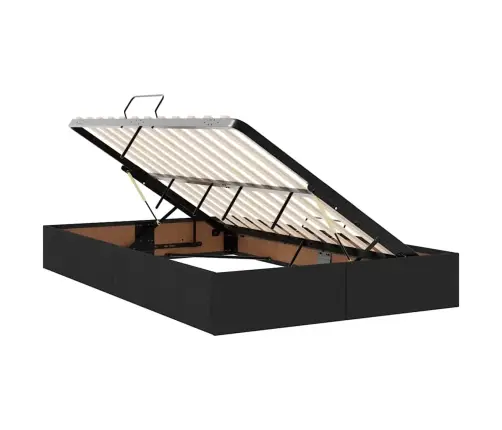 Gulta Ar Uzglabāšanas Vietu Un Led Melna 120 X 200 Cm Vidaxl