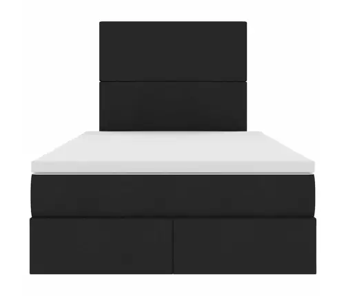 Gulta Ar Uzglabāšanas Vietu Un Led Melna 120 X 200 Cm Vidaxl