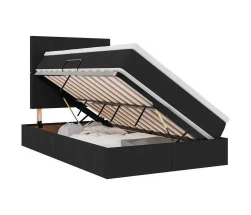 Gulta Ar Uzglabāšanas Vietu Un Led Melna 120 X 200 Cm Vidaxl