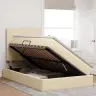 Gulta Ar Led Sloksnes Lukturiem Krēms 120 X 200 Cm Audums Vidaxl