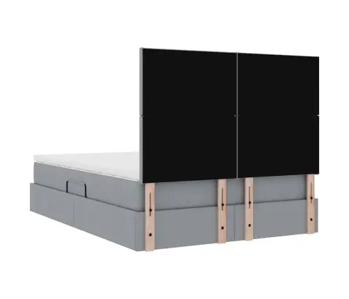 Led-Valgusega Hoiuvoodi Peaga Helehall 140 X 190 Cm Polüester