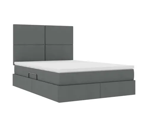 Gulta Ar Galvas Klāju Tumši Pelēks 140 X 190 Cm Audums Vidaxl