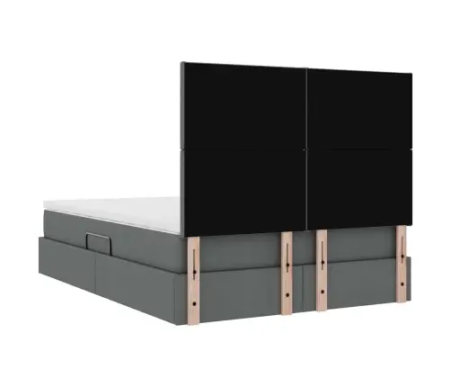 Gulta Ar Galvas Klāju Tumši Pelēks 140 X 190 Cm Audums Vidaxl