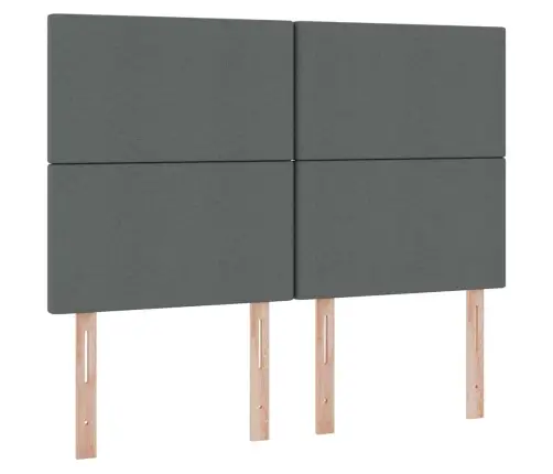 Gulta Ar Galvas Klāju Tumši Pelēks 140 X 190 Cm Audums Vidaxl
