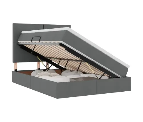 Gulta Ar Galvas Klāju Tumši Pelēks 140 X 190 Cm Audums Vidaxl