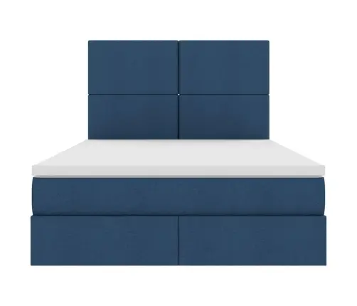 Gulta Ar Led Sloksnes Lukturiem Zila 140 X 190 Cm Audums Vidaxl