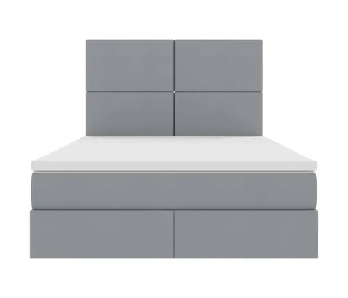 Lova Su Daiktų Laikymo Vieta Ir Led Šviesiai Pilka 140 X 200 Cm