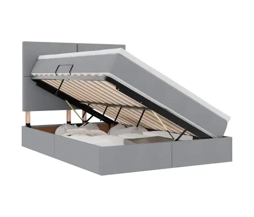 Lova Su Daiktų Laikymo Vieta Ir Led Šviesiai Pilka 140 X 200 Cm