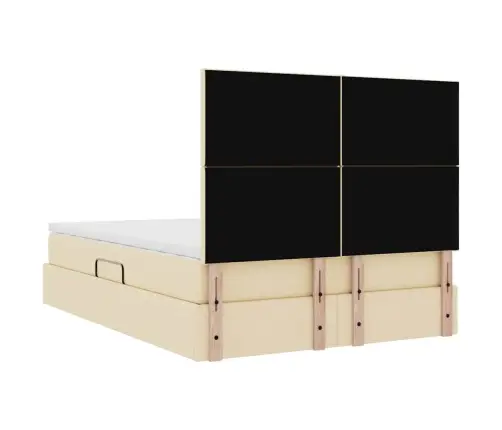 Gulta Ar Led Sloksnes Lukturiem Krēms 140 X 200 Cm Audums Vidaxl