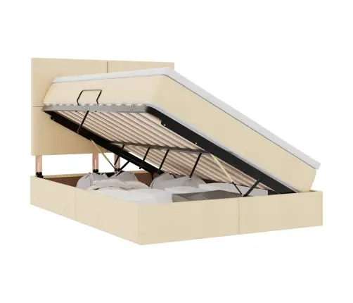 Gulta Ar Led Sloksnes Lukturiem Krēms 140 X 200 Cm Audums Vidaxl