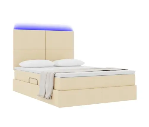 Gulta Ar Led Sloksnes Lukturiem Krēms 140 X 200 Cm Audums Vidaxl