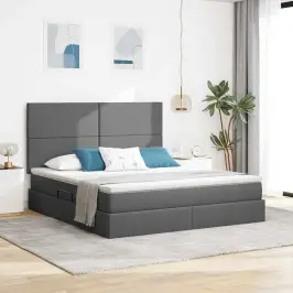 Led Uzglabāšanas Gulta Ar Matraci Tumši Pelēka 160 X 200 Cm Vidaxl